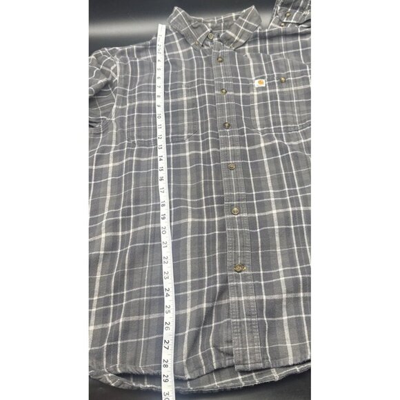 Carhartt Men’s Relaxed Fit Grey Plaid Flannel Button Down Casual Shirt Sz M - Picture 8 of 8